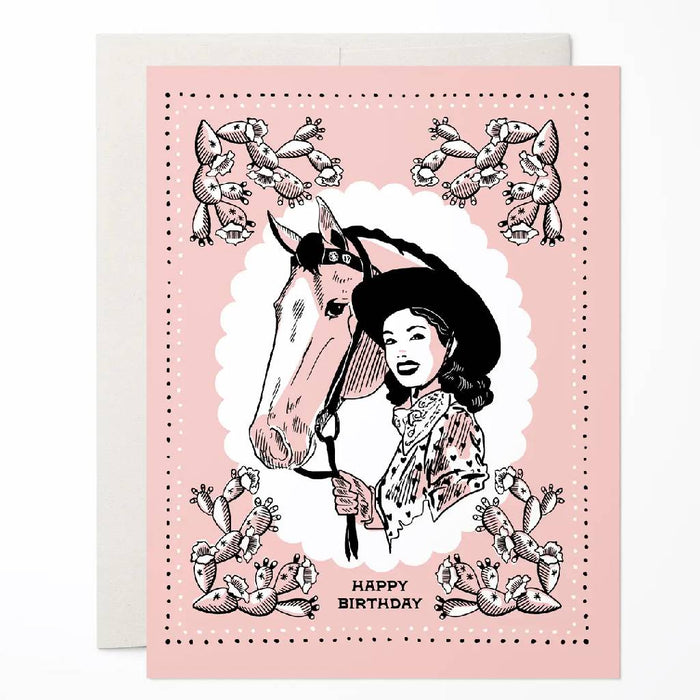 Vintage Cowgirl Birthday Card