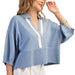 Drop Shoulder Blue Sweater WOMEN - Clothing - Tops - Short Sleeved Glam