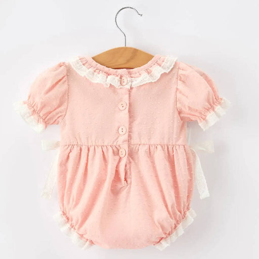 Horse Embroidered Lace Pink Romper KIDS - Baby - Baby Girl Clothing Rylee Faith Designs