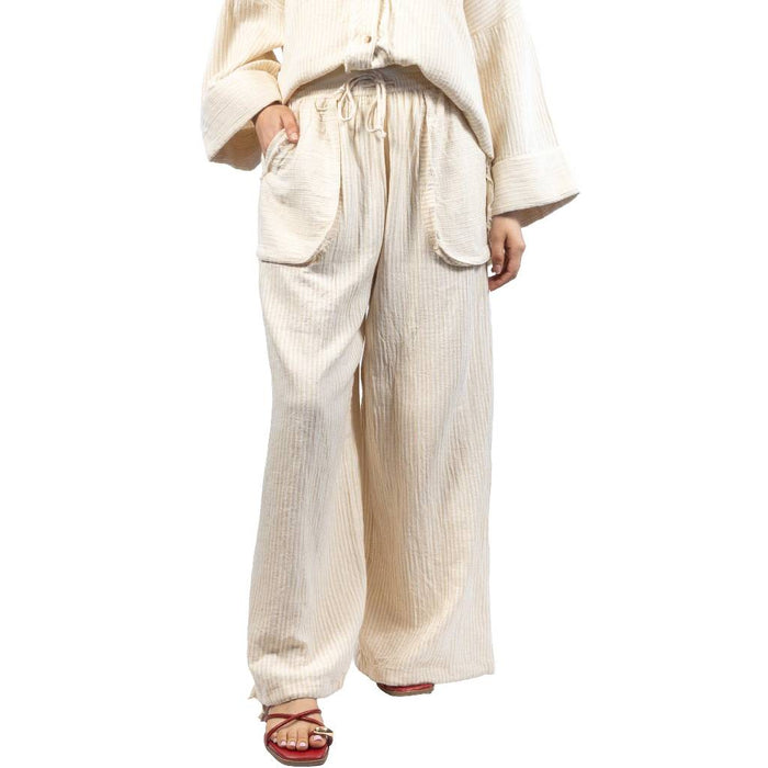 Ginny Stripe Gauze Stone/Off White Pants WOMEN - Clothing - Pants & Leggings RD International