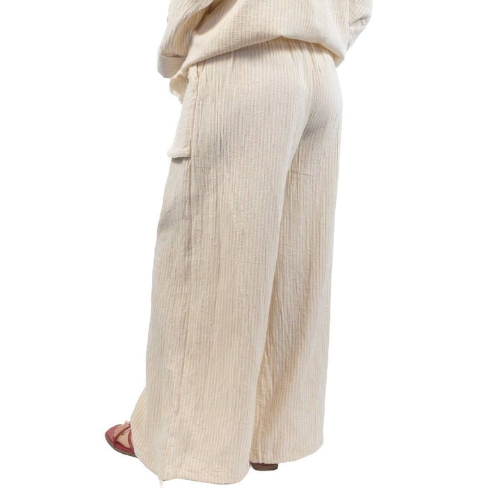 Ginny Stripe Gauze Stone/Off White Pants WOMEN - Clothing - Pants & Leggings RD International