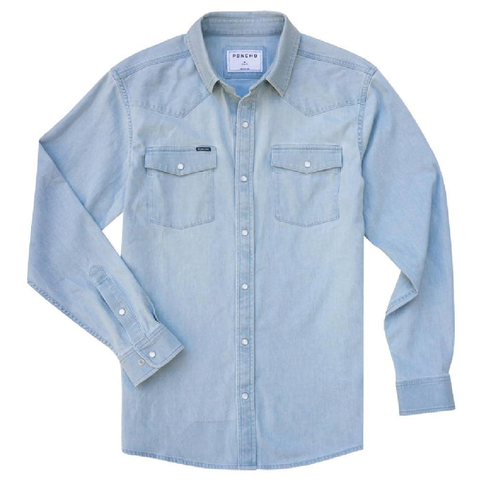 Poncho The Marfa Western Denim Shirt - Slim Fit MEN - Clothing - Shirts - Long Sleeve Poncho Outdoors
