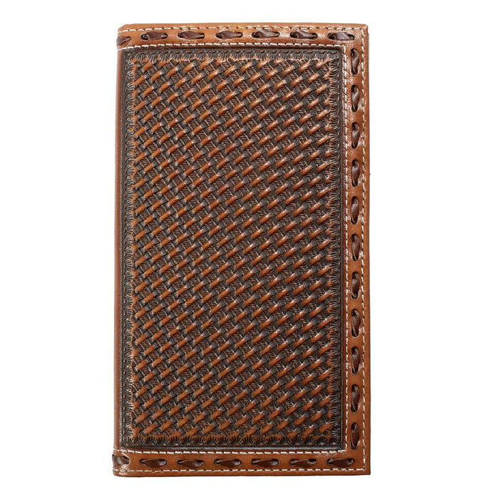 3D Trifold Basketweave Embossed Brown Rodeo Wallet MEN - Accessories - Wallets & Money Clips M&F Western Products