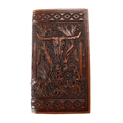 Nocona Longhorn Flowers Brown Rodeo Wallet MEN - Accessories - Wallets & Money Clips M&F Western Products