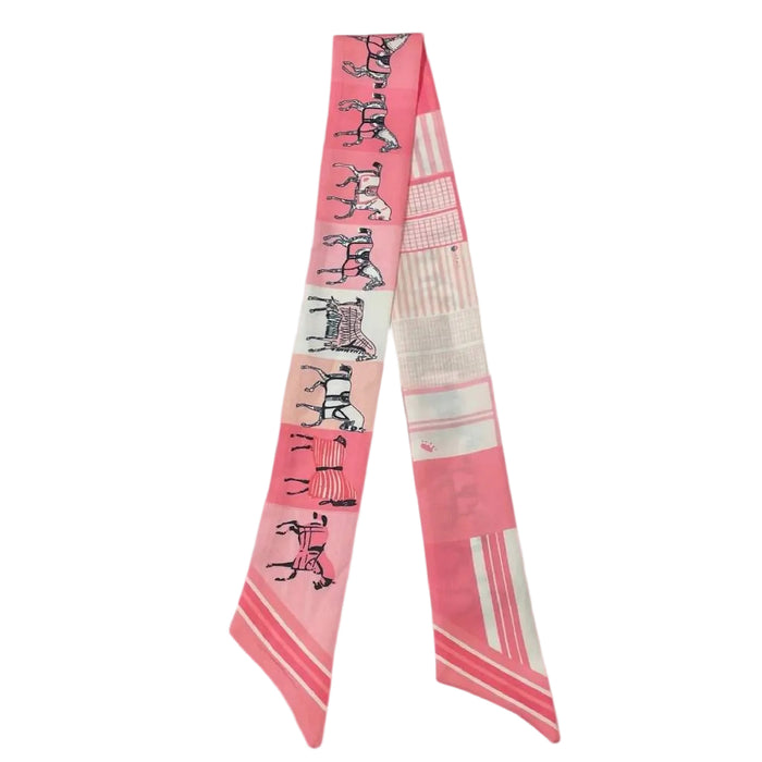 Horse Twilly Scarf - Pink/White