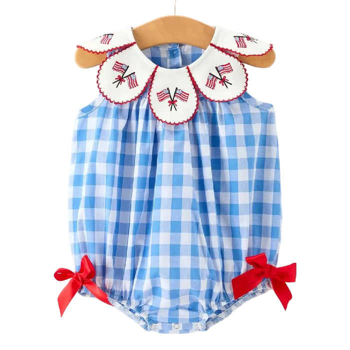 Baby Girl's 4th of July Plaid Romper KIDS - Baby - Baby Girl Clothing Rylee Faith Designs
