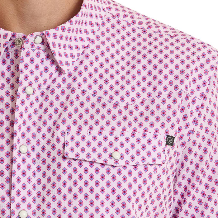 Rock & Roll Denim Men's Tek Mesh Mini Geo Print Pearl Snap Shirt MEN - Clothing - Shirts - Short Sleeve Panhandle