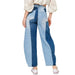 Contrast Panel Barrel Jeans WOMEN - Clothing - Jeans Blue B