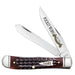 Case Mini Trapper - Pocket Worn Mahogany Bone w/Fluted Bolsters Knives - Knives Teskeys