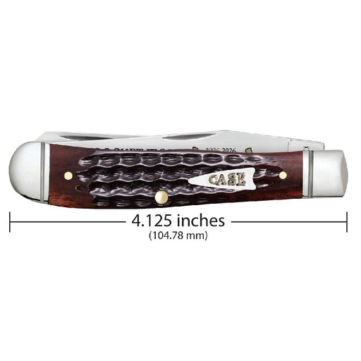 Case Mini Trapper - Pocket Worn Mahogany Bone w/Fluted Bolsters Knives - Knives Teskeys