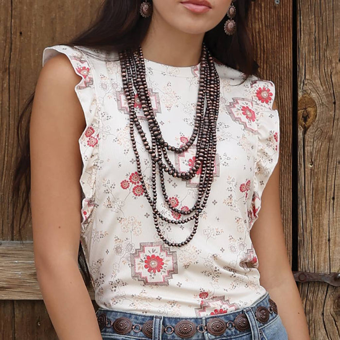 Cruel Denim Women's Southwest Floral Cream Tank Top