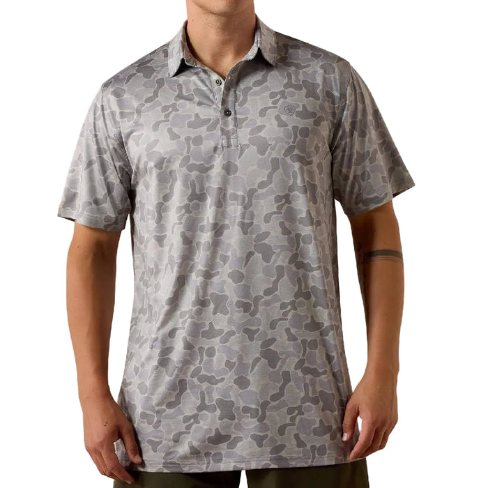 Ariat Men's All Over Camo Print Heathered Polo Shirt