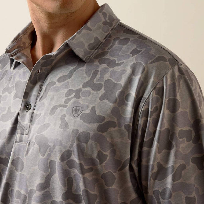 Ariat Men's All Over Camo Print Heathered Polo Shirt