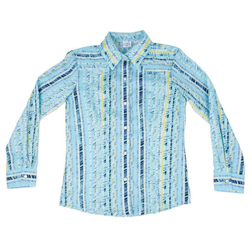 Cruel Denim Girl's Light Blue Geo Print Pearl Snap Top KIDS - Girls - Clothing - Tops - Long Sleeve Tops Cruel Denim