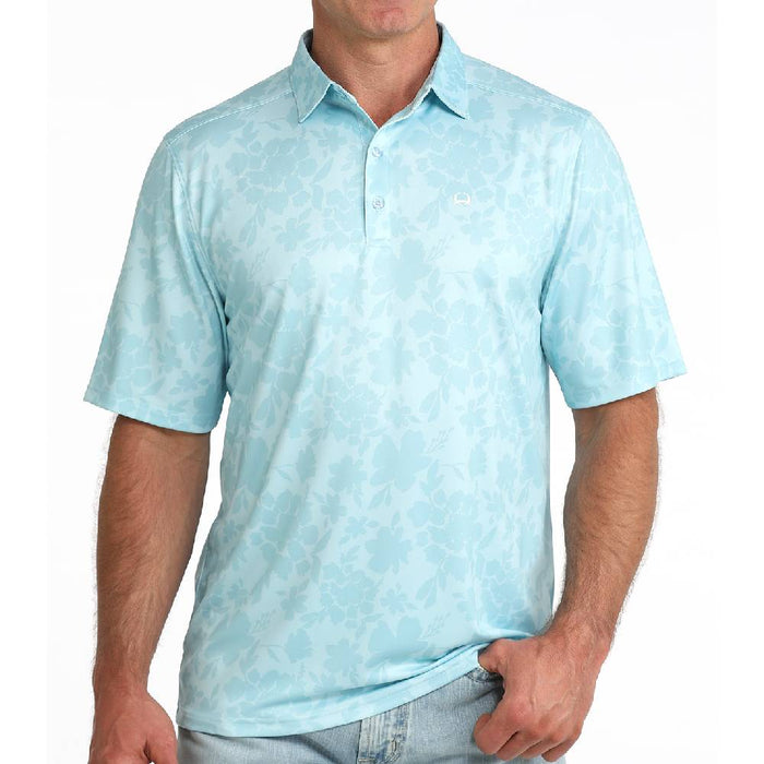 Cinch Men's Arenaflex Light Blue Floral Polo Shirt