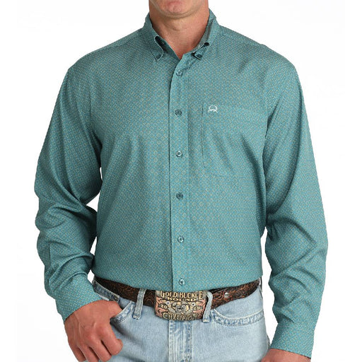 Cinch Men's Arenaflex Teal Geo Print Button Down Shirt MEN - Clothing - Shirts - Long Sleeve Cinch