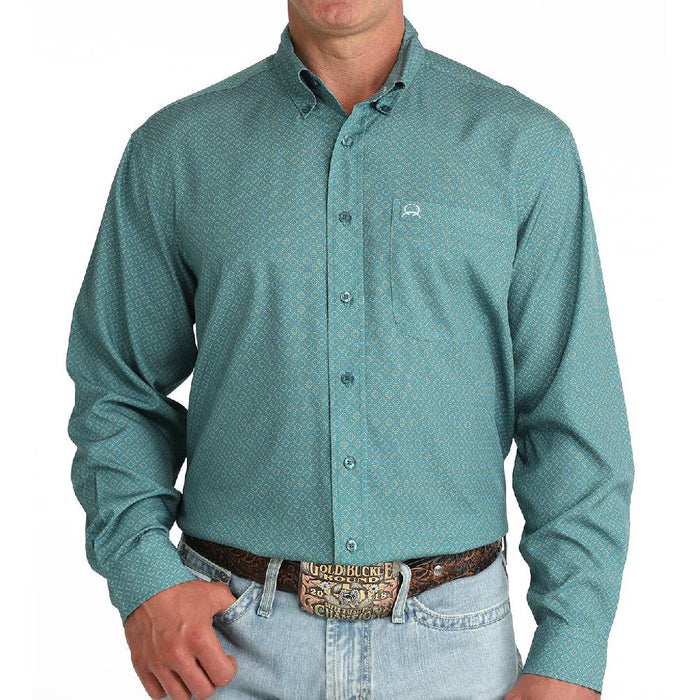 Cinch Men's Arenaflex Teal Geo Print Button Down Shirt