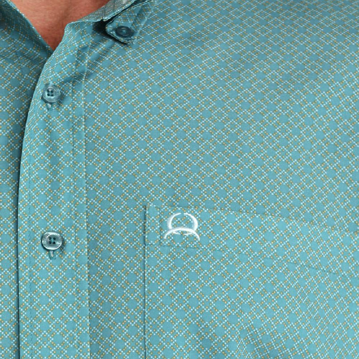 Cinch Men's Arenaflex Teal Geo Print Button Down Shirt