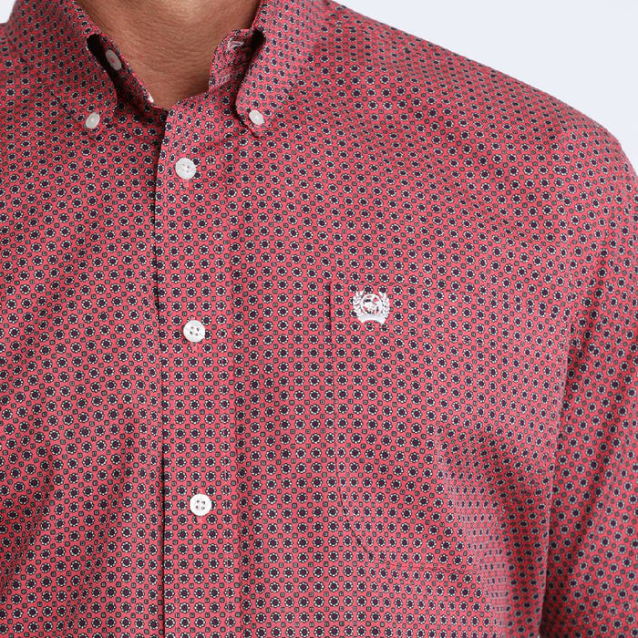 Cinch Men's Pink Medallion Print Button Down Shirt