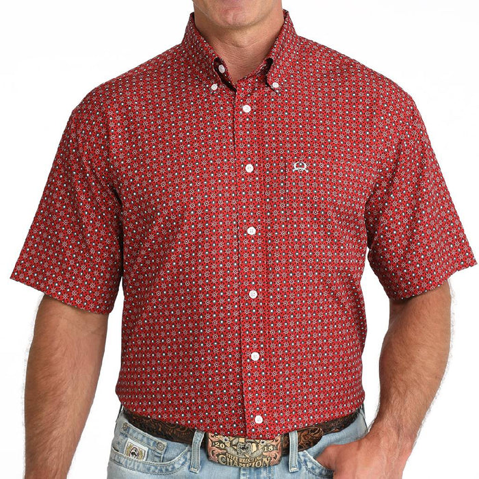 Cinch Men's Arenaflex Red Geo Print Button Down Shirt