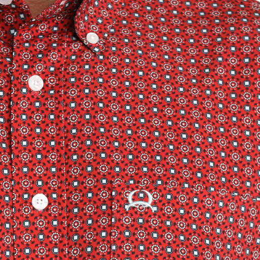 Cinch Men's Arenaflex Red Geo Print Button Down Shirt MEN - Clothing - Shirts - Short Sleeve Cinch