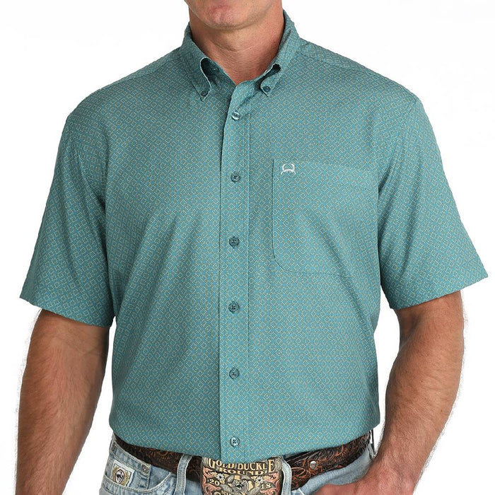Cinch Men's Arenaflex Teal Geo Print Button Down Shirt