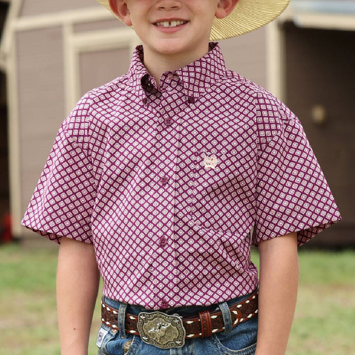 Cinch Boy's Geo Print Button Down Shirt