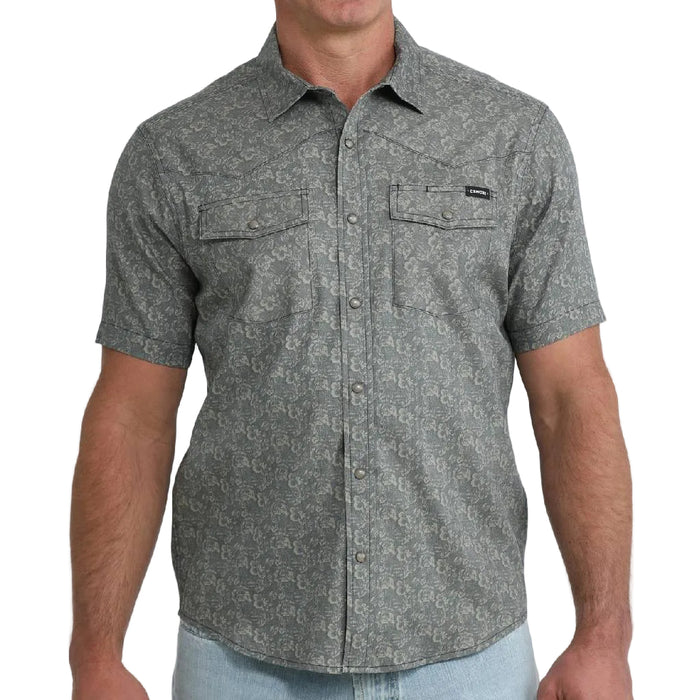 Cinch Men's Floral Light Navy Camp Shirt