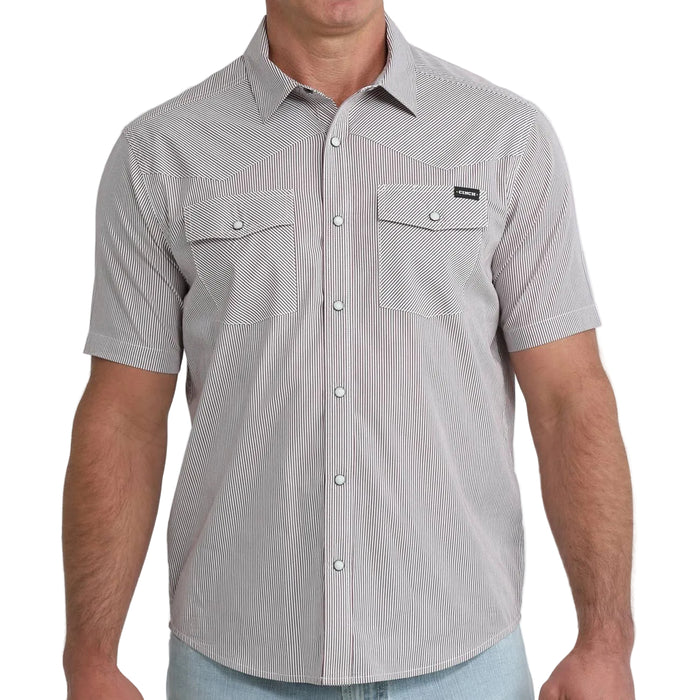 Cinch Men's Stripe Burgundy Camp Shirt