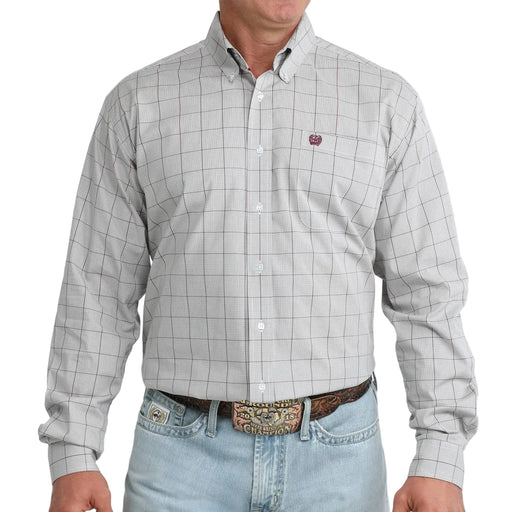 Cinch Men's Plaid Grey Stretch Button Down Shirt MEN - Clothing - Shirts - Long Sleeve Cinch