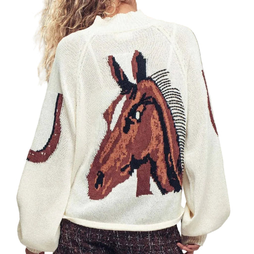 Western Horse Intarsia Cardigan WOMEN - Clothing - Sweaters & Cardigans Urban Daizy