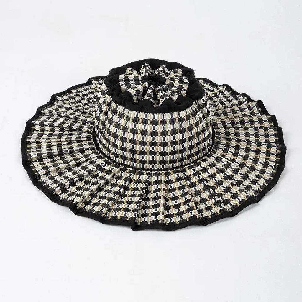 Ruffled Plaid Sun Hat - J Black HATS - CASUAL HATS MKS America