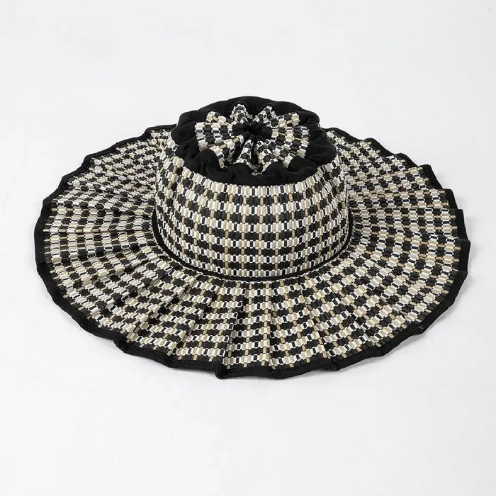 Ruffled Plaid Sun Hat - J Black