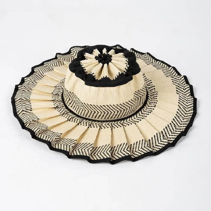 Ruffled Plaid Sun Hat - TG Beige