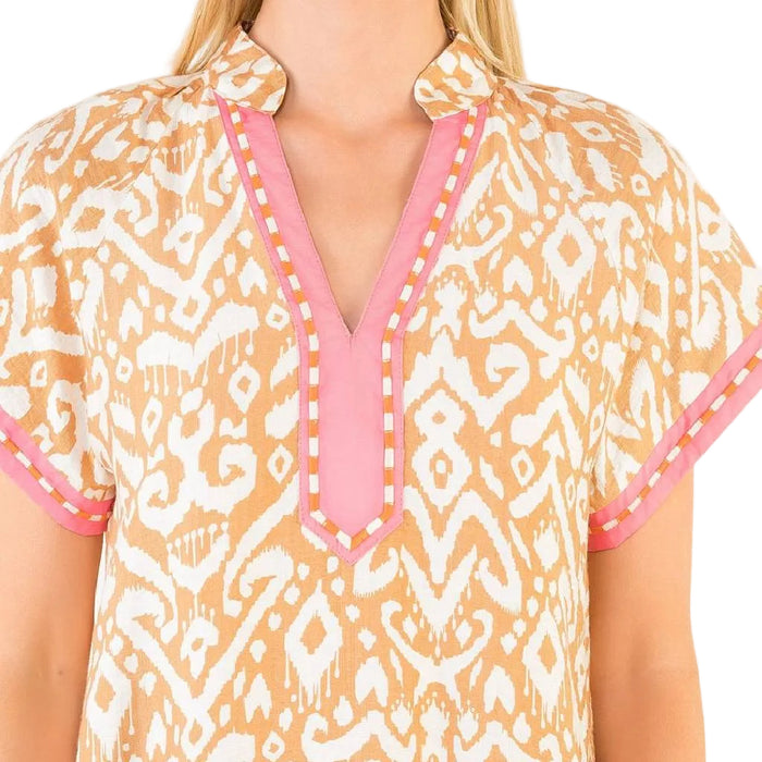 V-Neck Abstract Embellished Detail Top