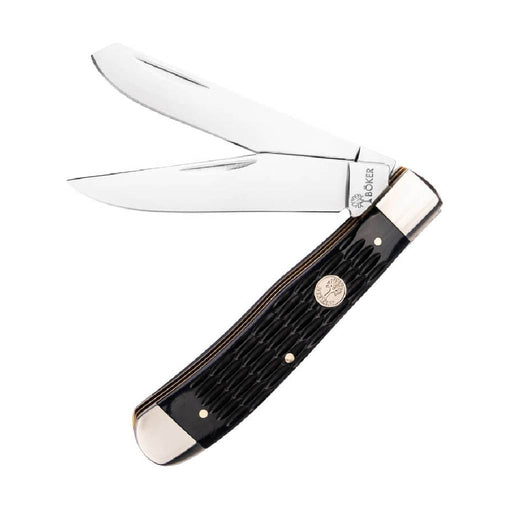 Böker Trapper Traditional Jigged Black Bone Pocket Knife Knives Boker