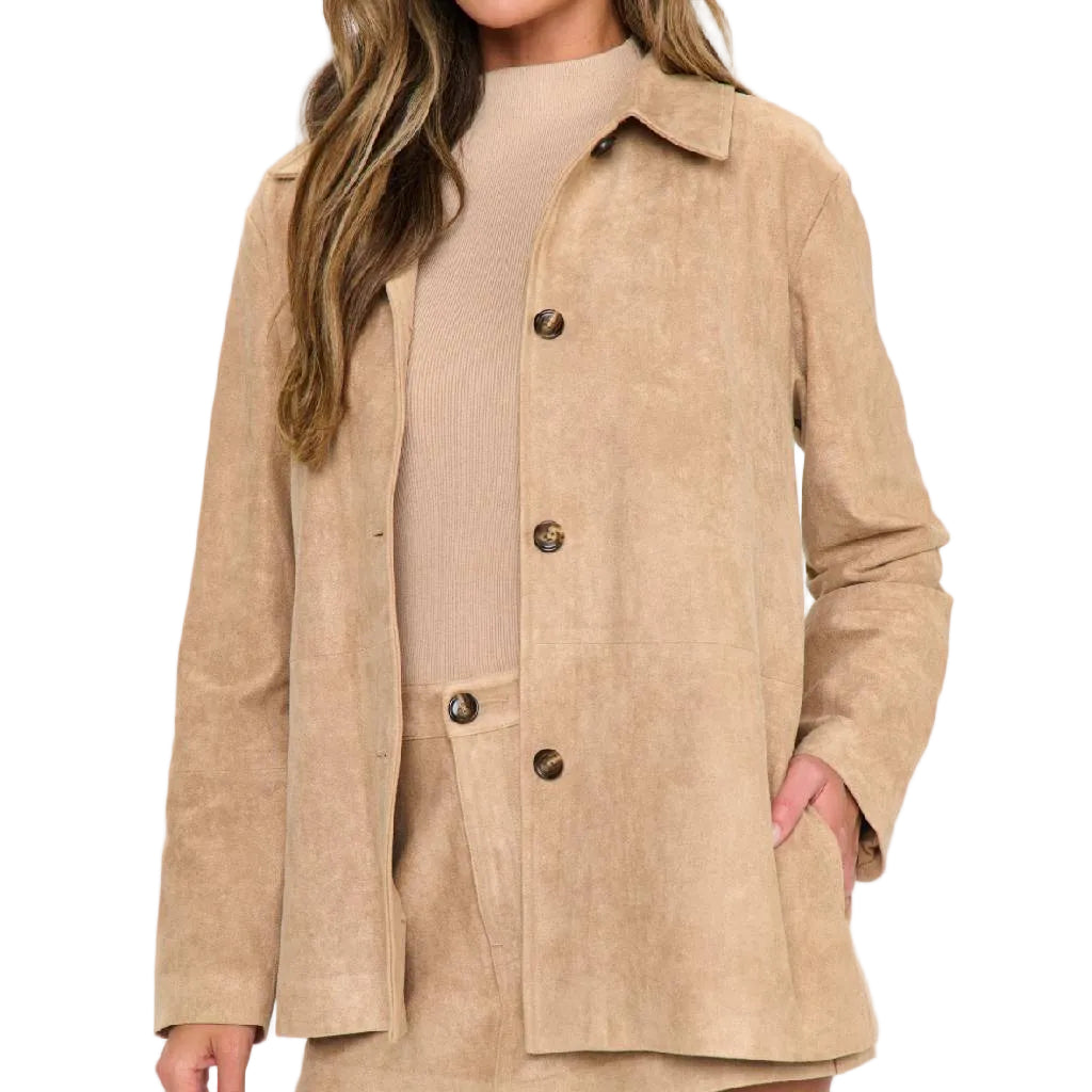 Show Me Your Mumu Vancouver Beige Faux Suede Jacket WOMEN - Clothing - Outerwear - Jackets Show Me Your Mumu