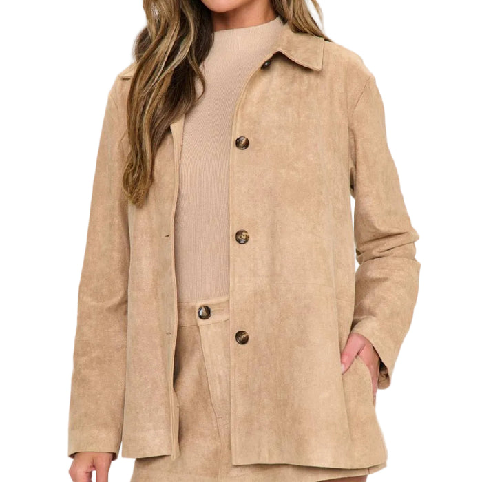 Show Me Your Mumu Vancouver Beige Faux Suede Jacket