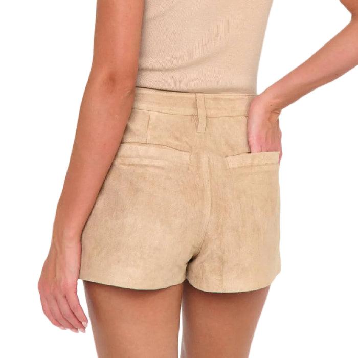 Show Me Your Mumu Vancouver Beige Faux Suede Skort