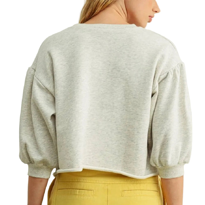 3/4 Sleeve Raw Edge Sweatshirt