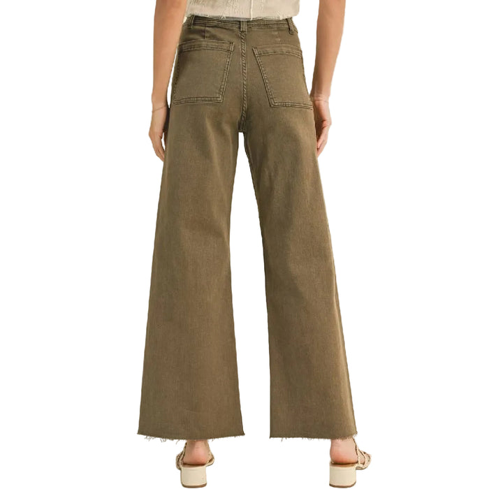 Washed Brown Straight Wide Leg Pants
