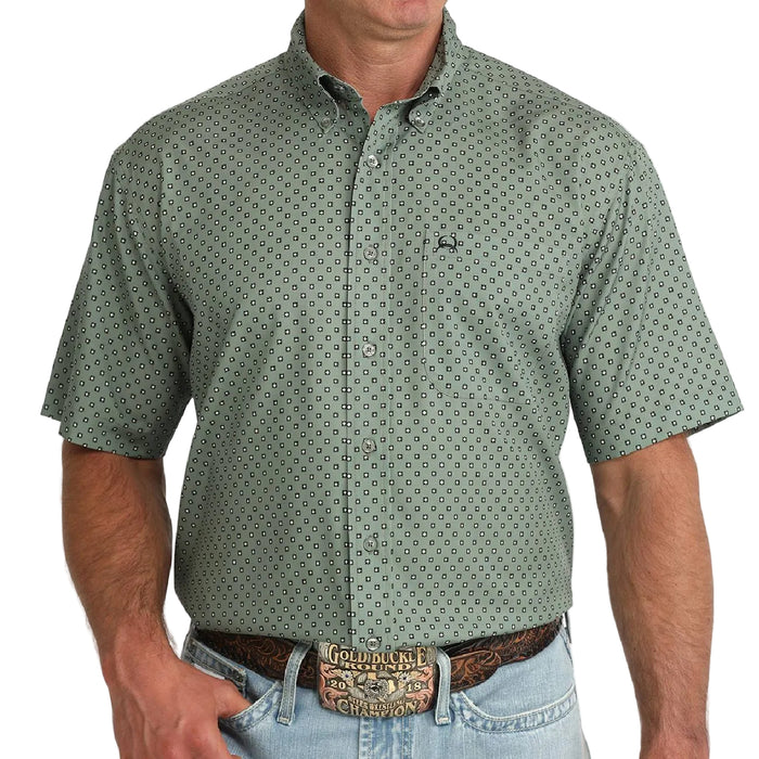 Cinch Men's Olive Arenaflex Geo Print Button Down Shirt