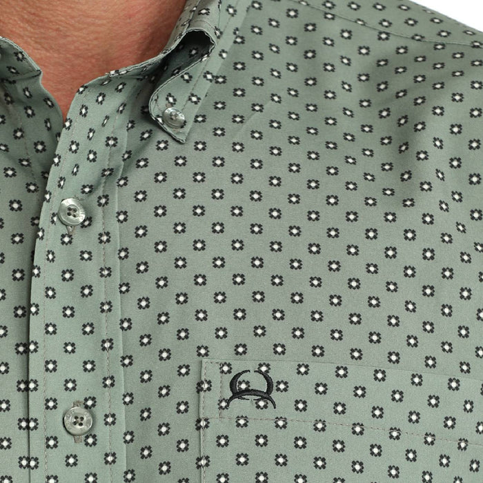 Cinch Men's Olive Arenaflex Geo Print Button Down Shirt