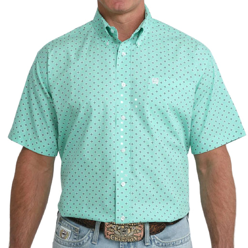 Cinch Men's Turquoise Geo Print Button Down Shirt MEN - Clothing - Shirts - Short Sleeve Cinch