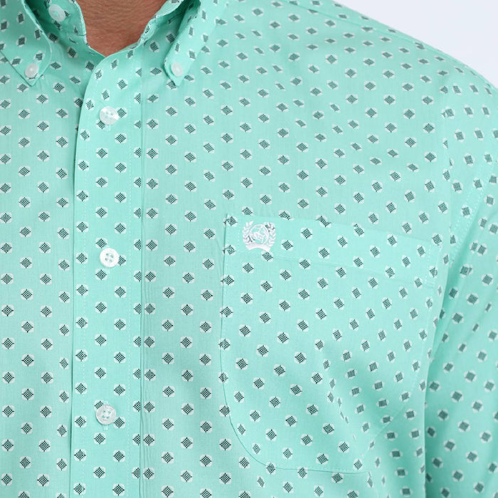 Cinch Men's Turquoise Geo Print Button Down Shirt