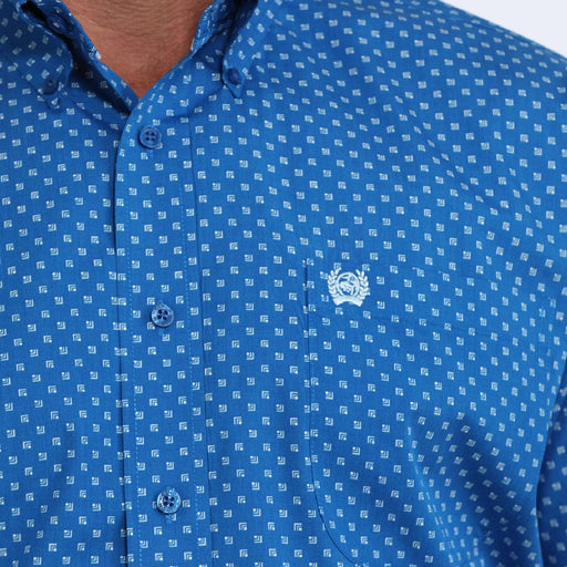 Cinch Men's Royal Geo Print Button Down Shirt MEN - Clothing - Shirts - Short Sleeve Cinch