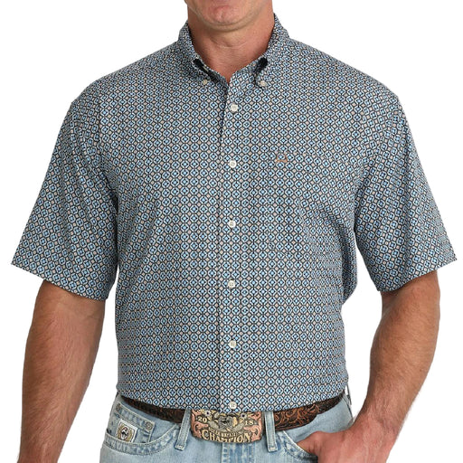 Cinch Men's Blue Arenaflex Geo Print Button Down Shirt MEN - Clothing - Shirts - Short Sleeve Cinch