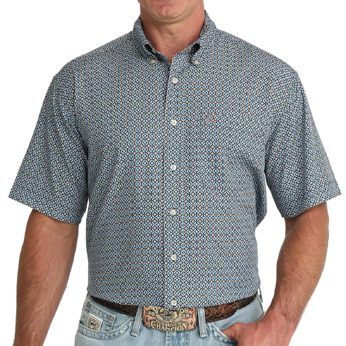 Cinch Men's Blue Arenaflex Geo Print Button Down Shirt