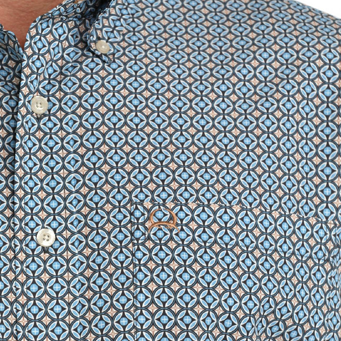 Cinch Men's Blue Arenaflex Geo Print Button Down Shirt