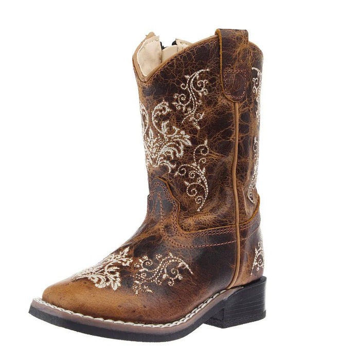 Old West Infant Square Toe Brown Western Boot